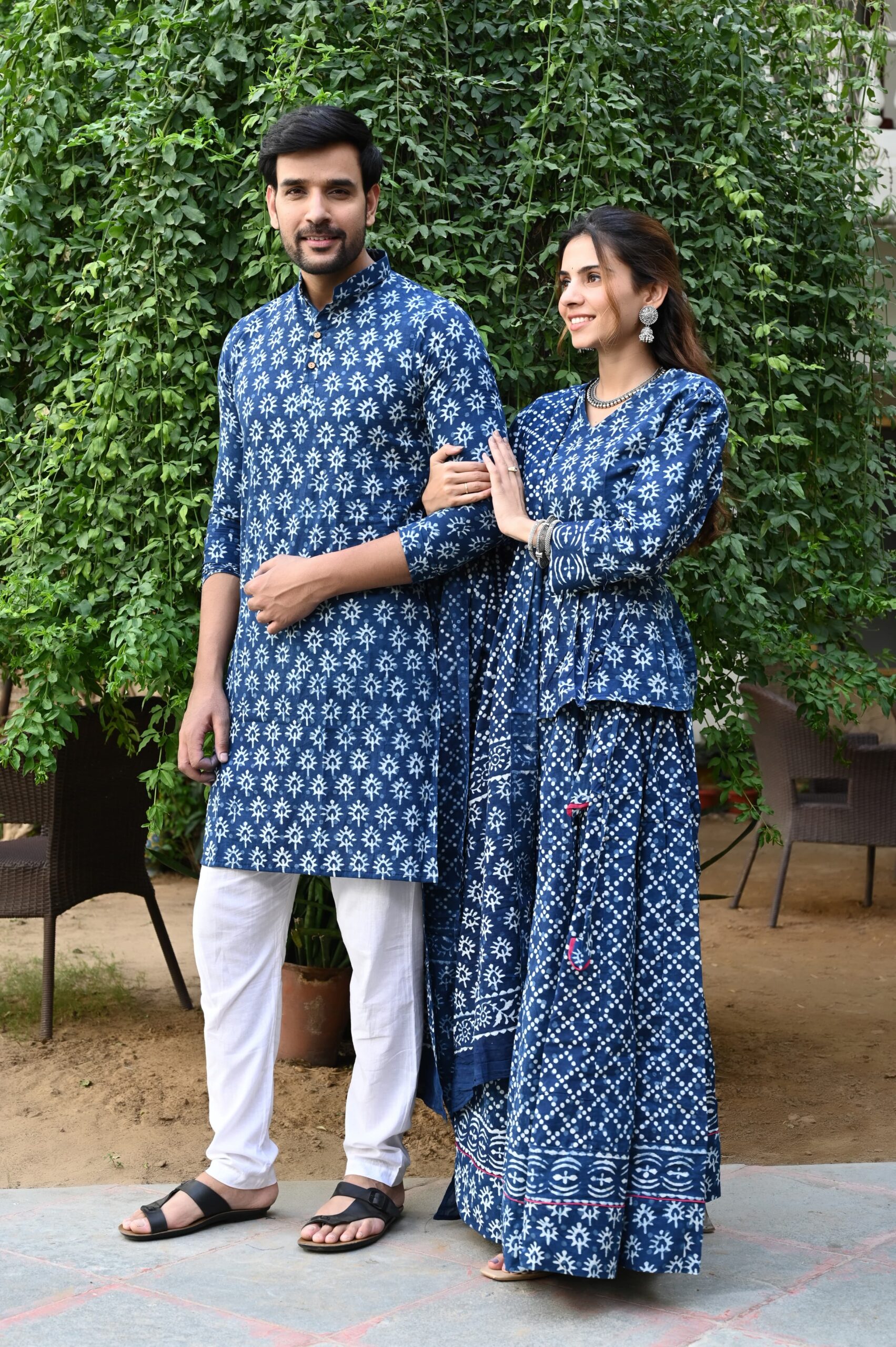 Couple Matching Kurta and Lehenga