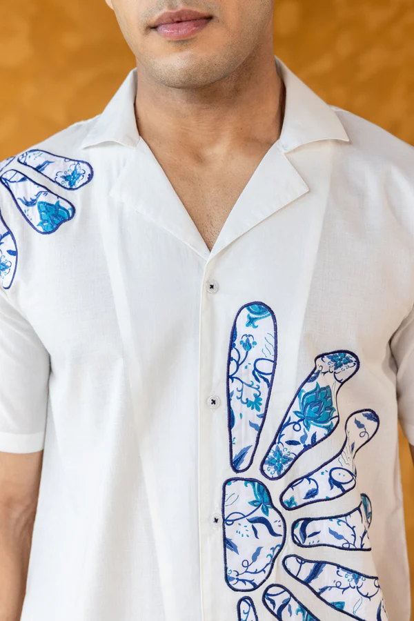 Flower Embroidered Shirt